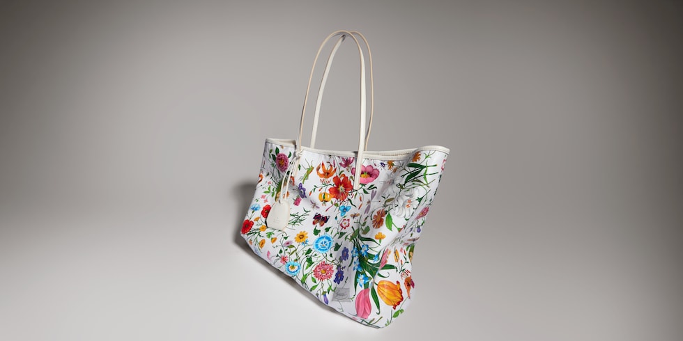 Gucci Tribeca large tote bag in white and multicolor canvas | GUCCI® INT