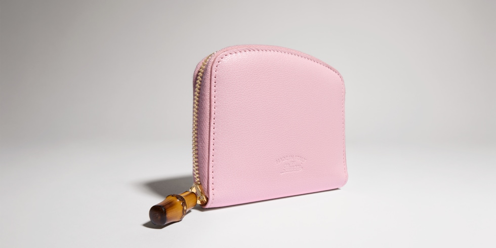 Small wallet with bamboo in light pink leather | GUCCI® UK