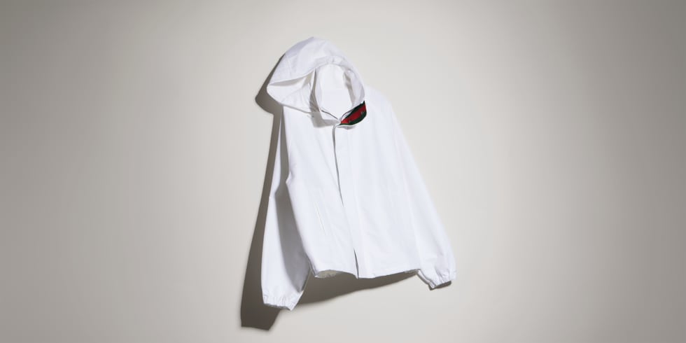 Compact cotton canvas zip jacket in white | GUCCI® US