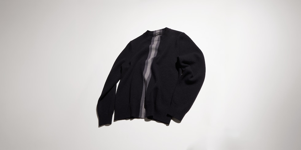Knit wool sweater with muted Web in black | GUCCI® TR