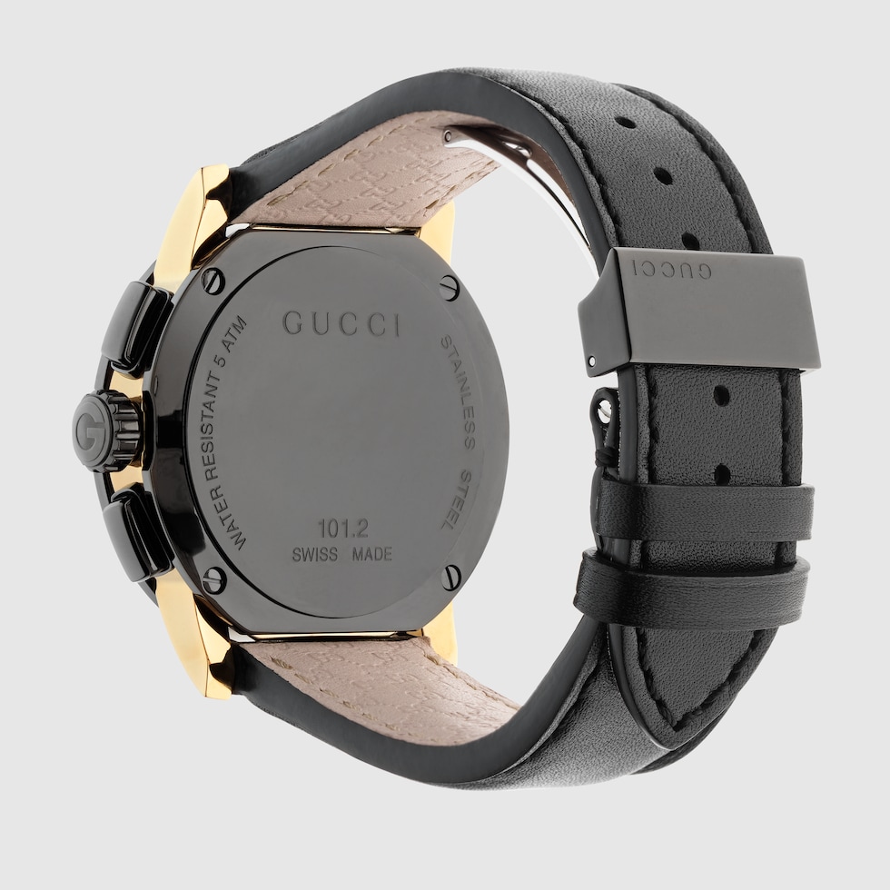 G-Chrono watch, 44mm in black leather | GUCCI® US