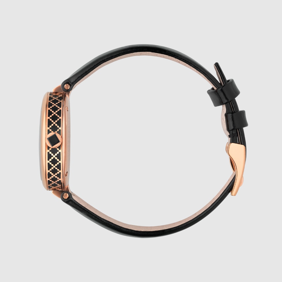 ディアマンティッシマ〕ミディアム ウォッチ(32mm) ・ブラックレザー