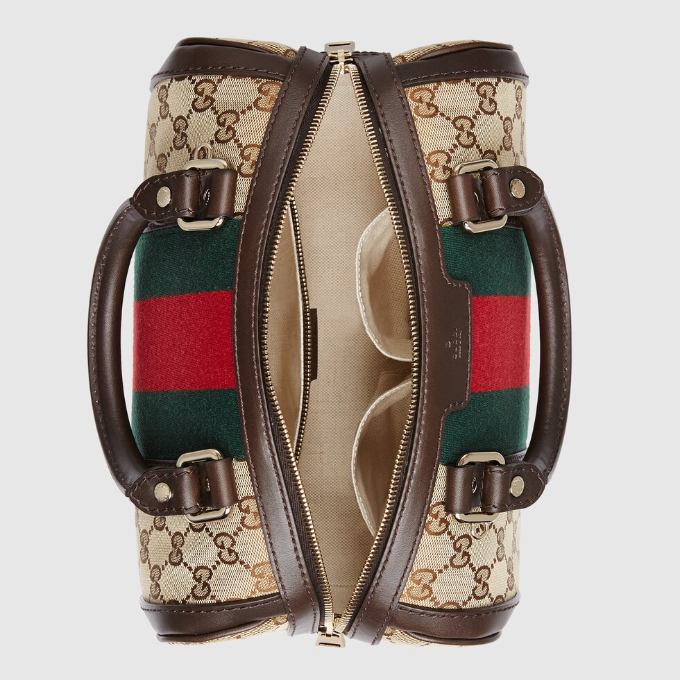Gucci vintage web original sales gg canvas boston bag