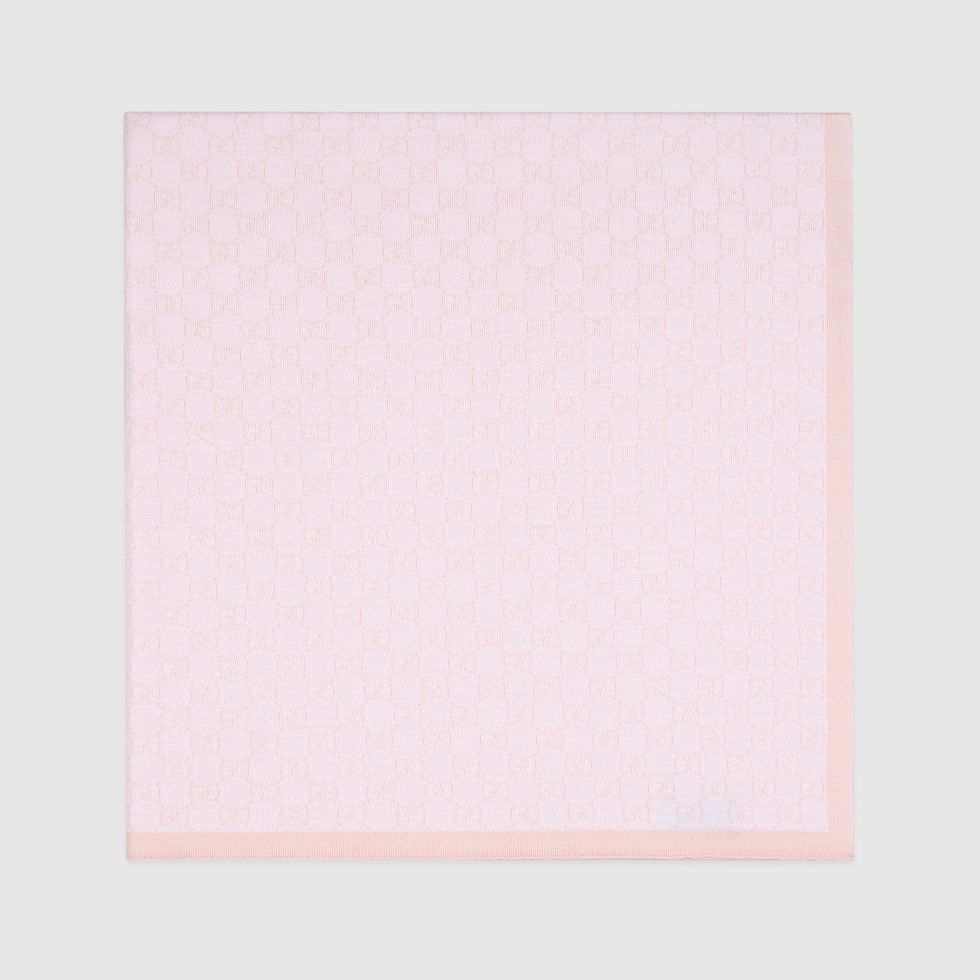 GUCCI グッチ おくるみ GG pattern wool baby blanket in white/pink GG wool | GUCCI® US