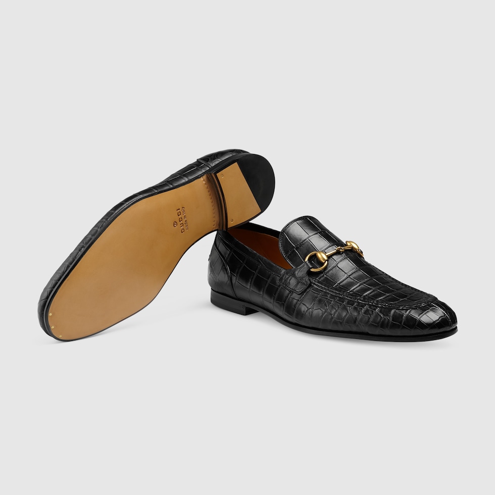 Men's Gucci Jordaan crocodile loafer in black | GUCCI® US