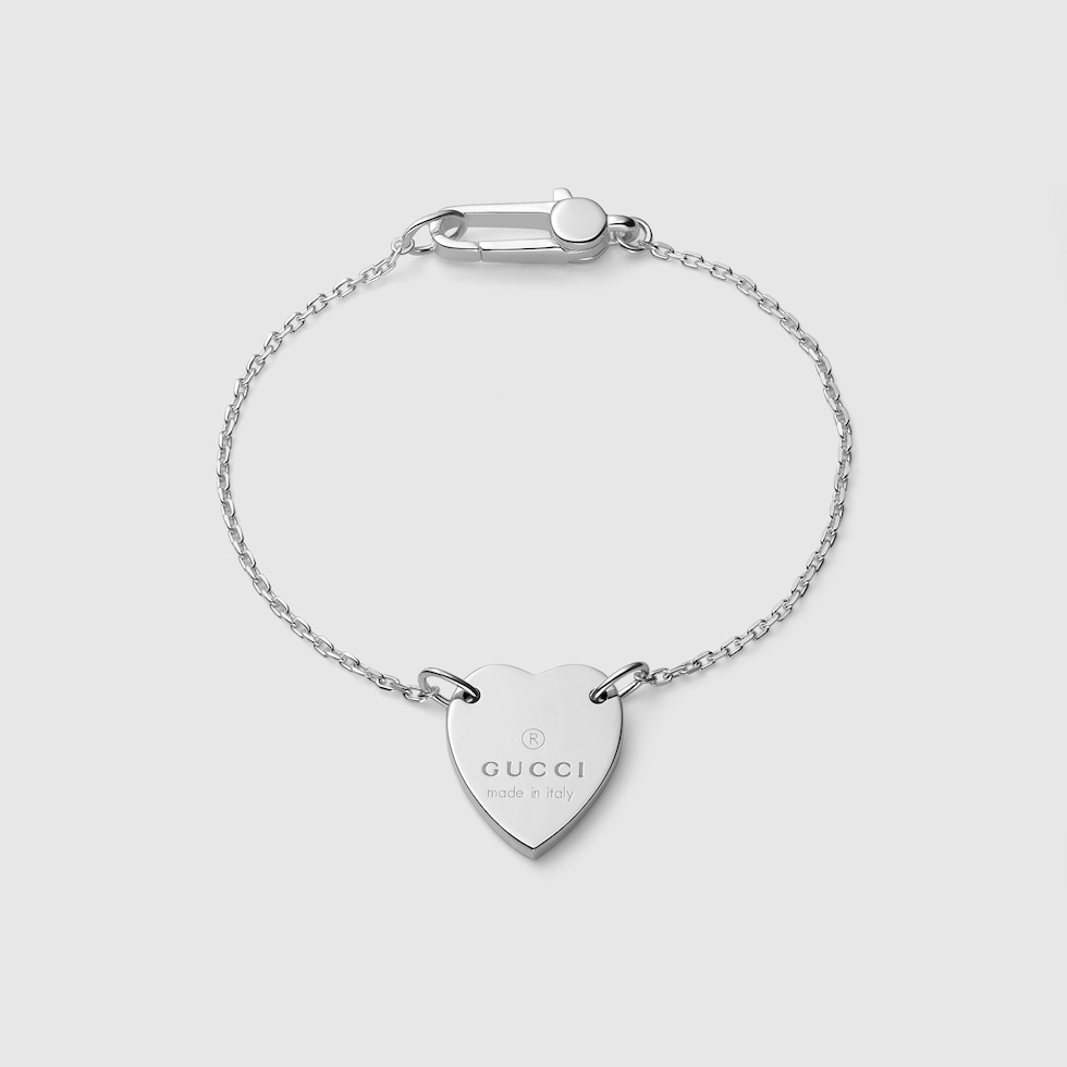 Trademark bracelet with heart pendant in 925 sterling silver