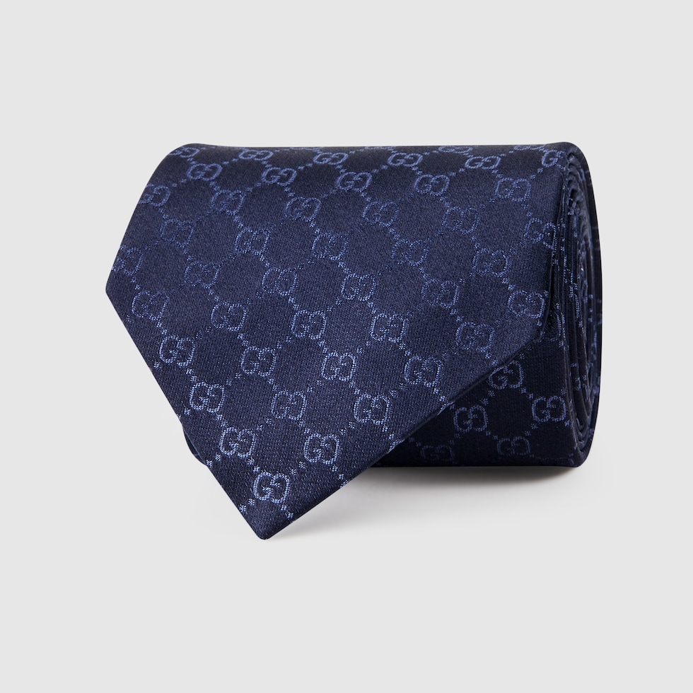 GUCCI GGパターン ポシェット ネイビー GGシルク タイ ・ネイビーシルク | GUCCI公式