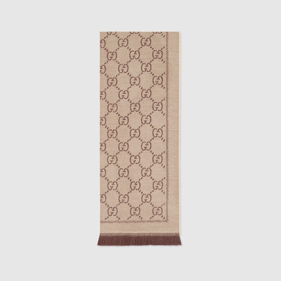 GG wool scarf in light brown | GUCCI® AE