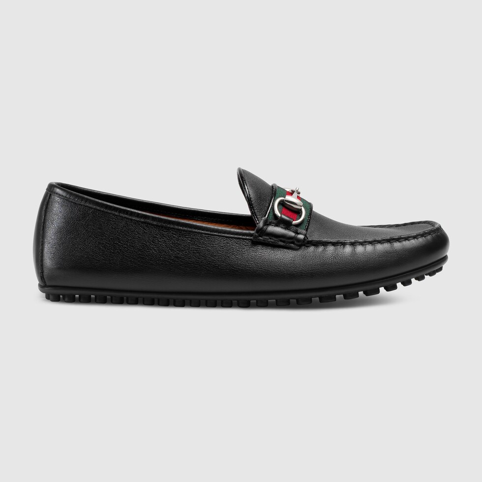 gucci web leather driver