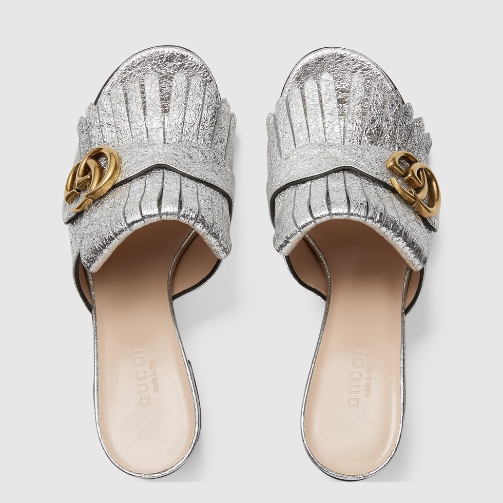 silver gucci slides