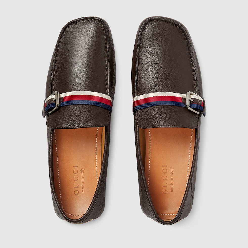 leather driver with web gucci