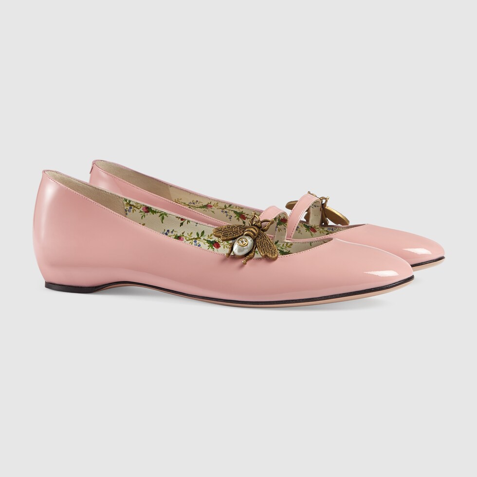 Patent leather ballet flat with bee Gucci Ballerinas 475832BNC005909
