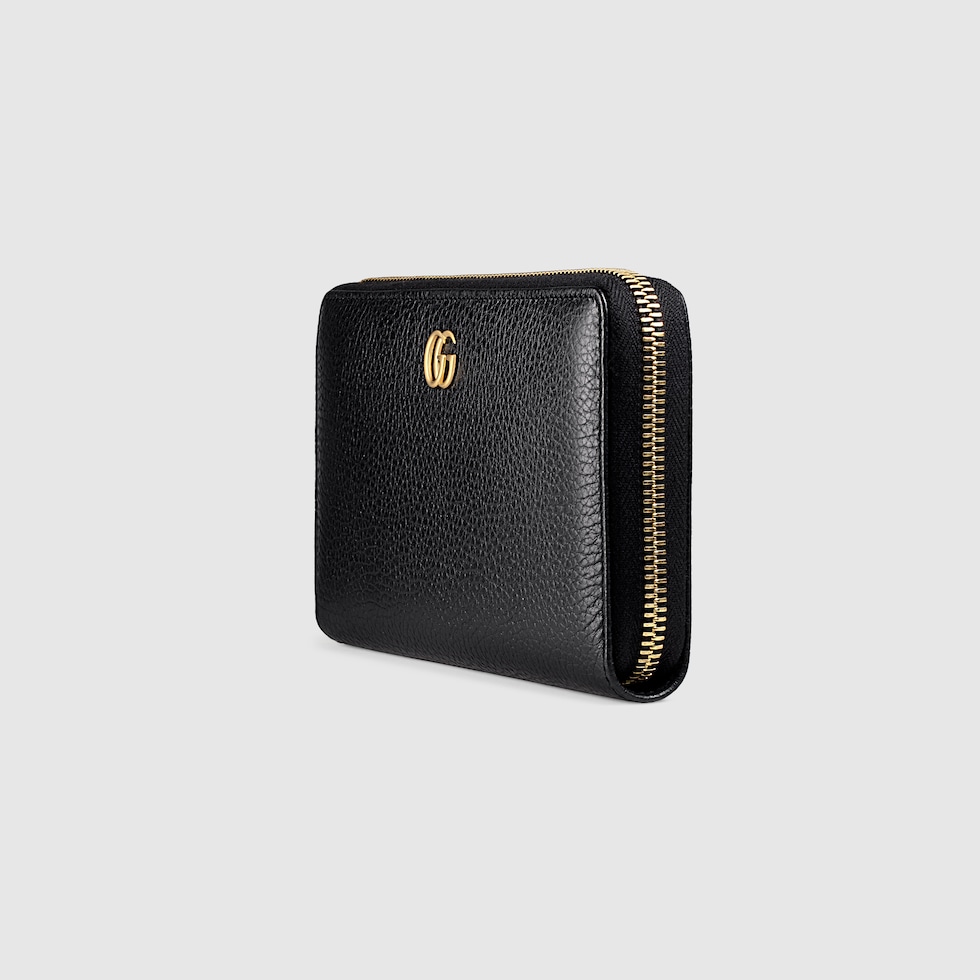 Gucci Web Guccissima Leather Zip Around Wallet Black