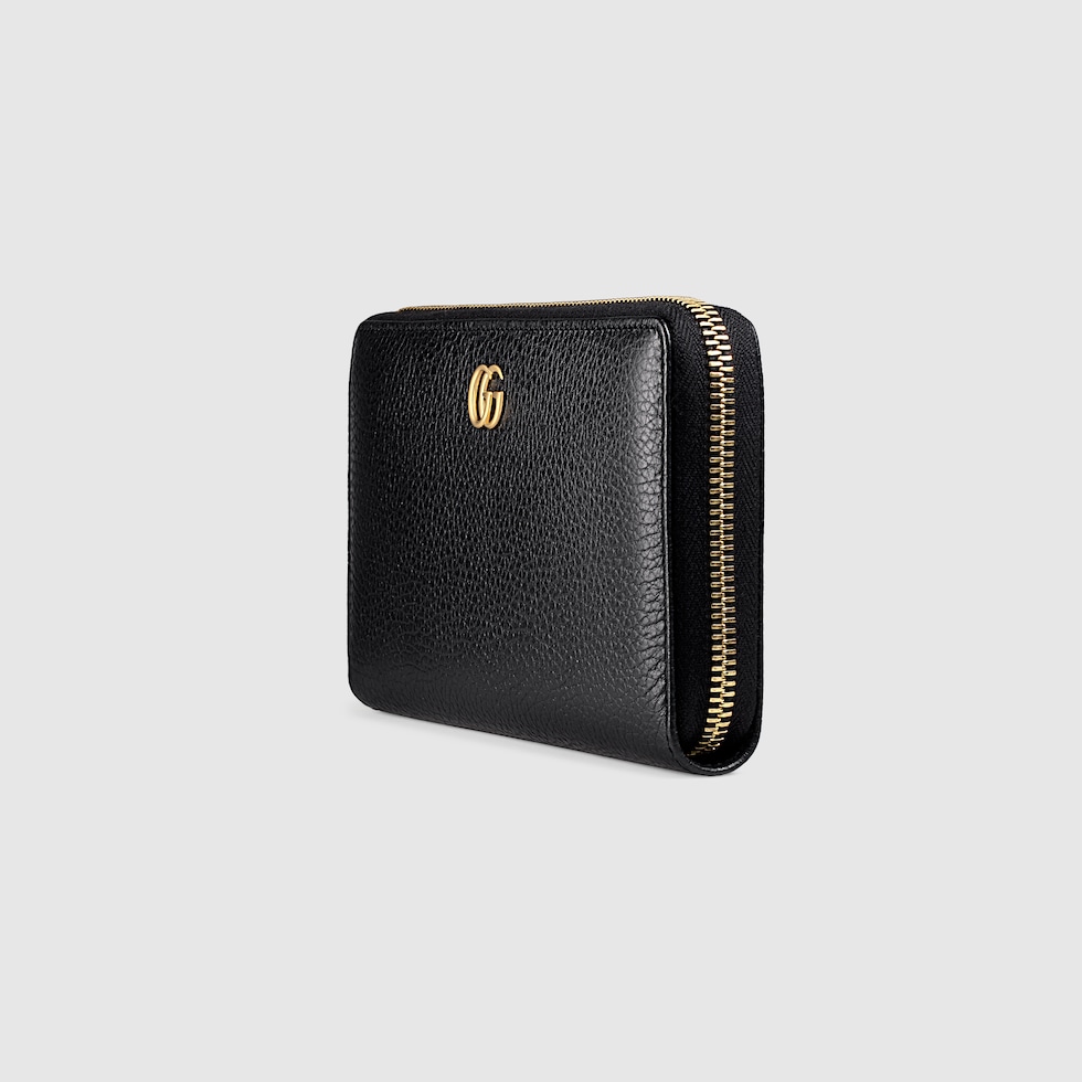 GG Marmont zip around wallet in black leather | GUCCI® US