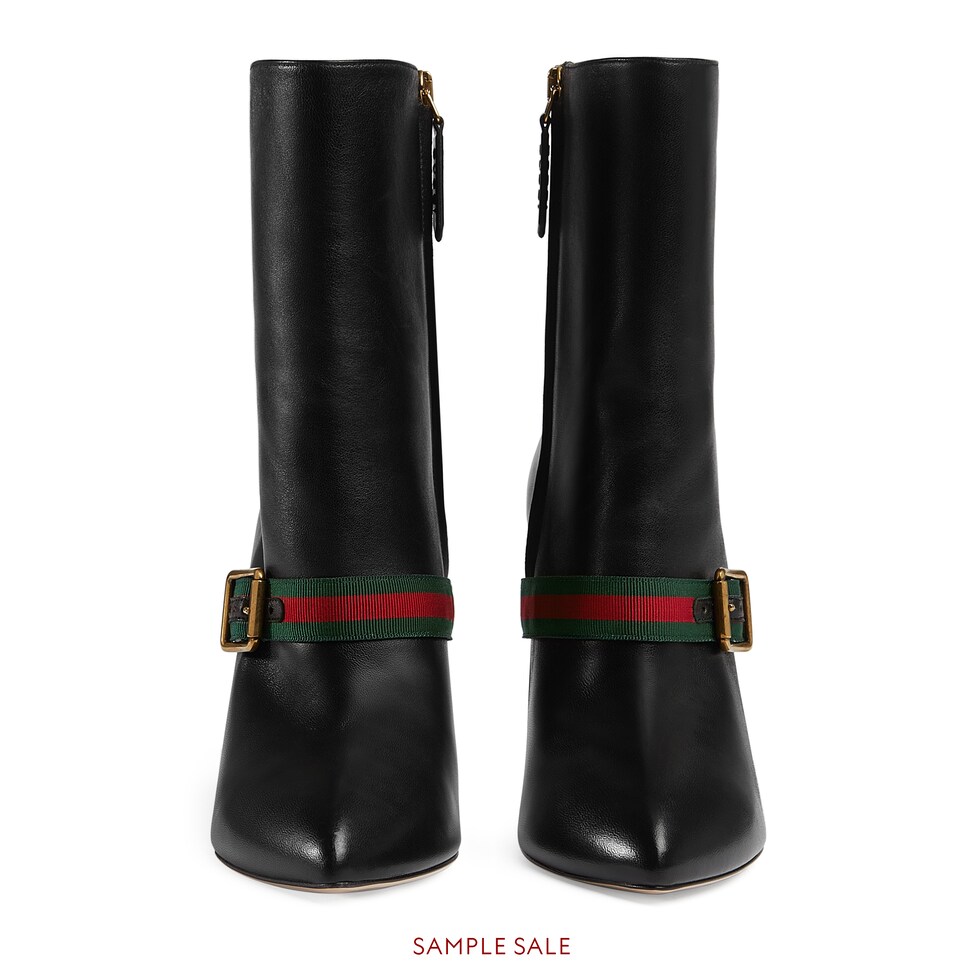 leather ankle boot with sylvie web dupe