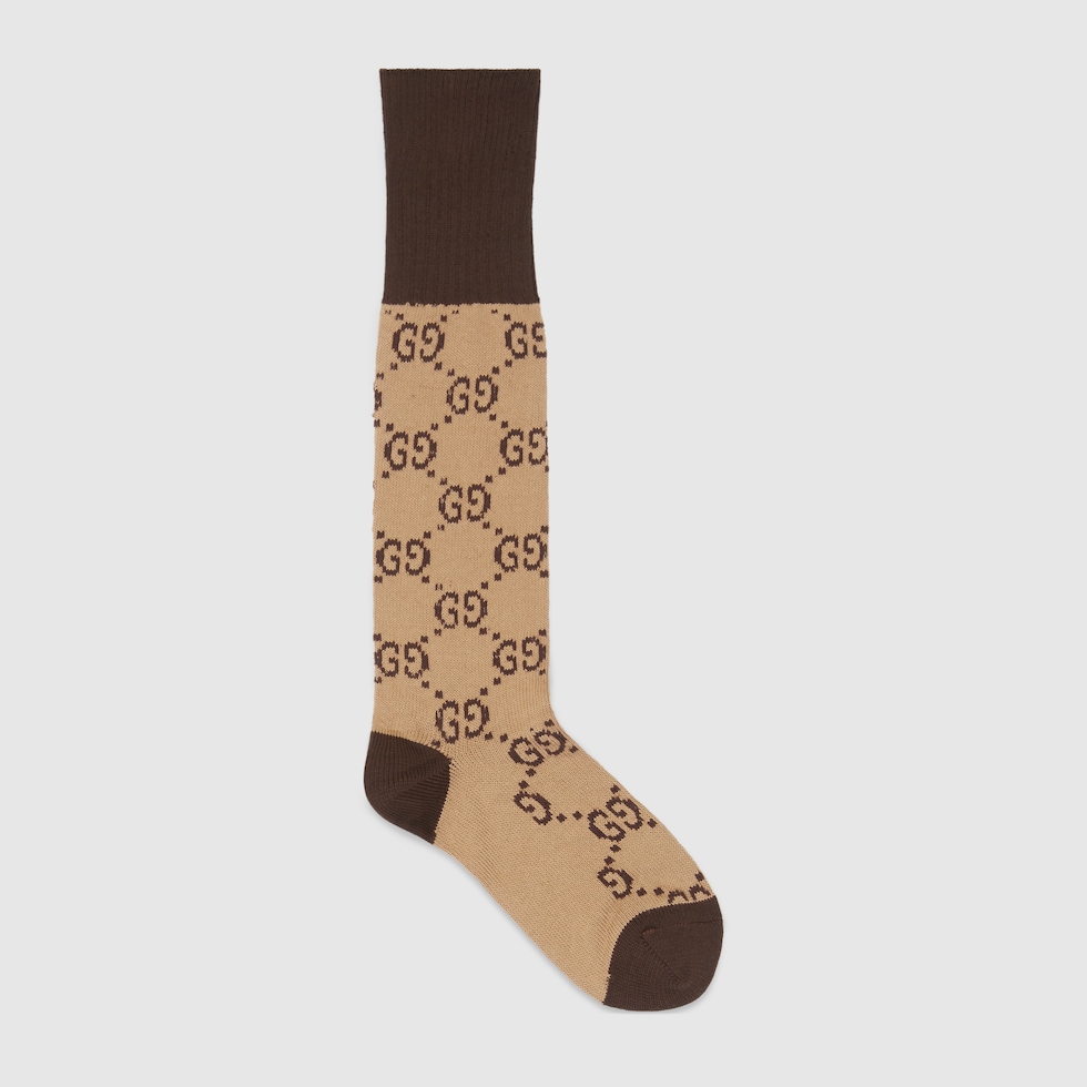 Gucci Gg Monogram Tights, Woman Socks Beige S