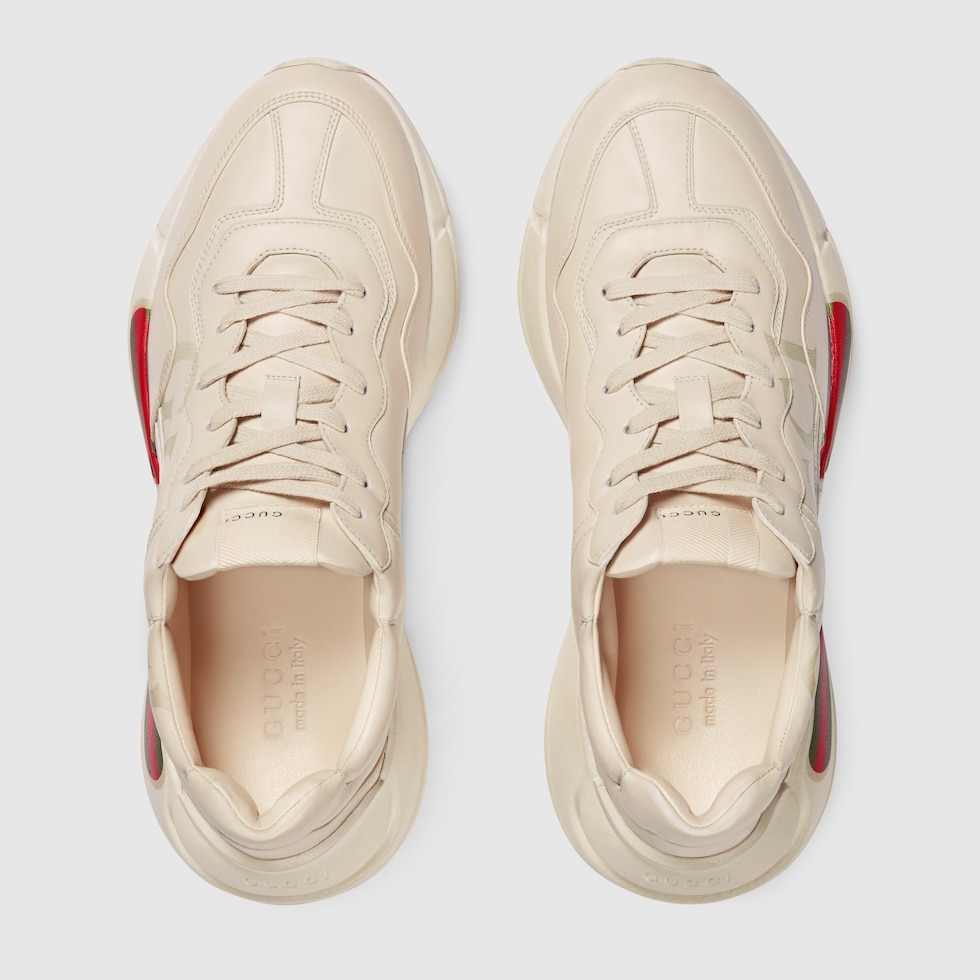 Women's Ivory Leather Rhyton Vintage Gucci Logo Sneaker