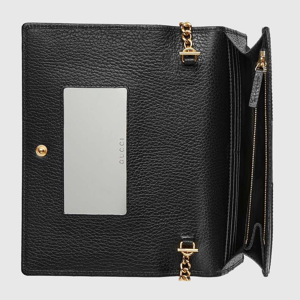 Black Textured Leather GG Marmont Mini Chain Bag | GUCCI® US