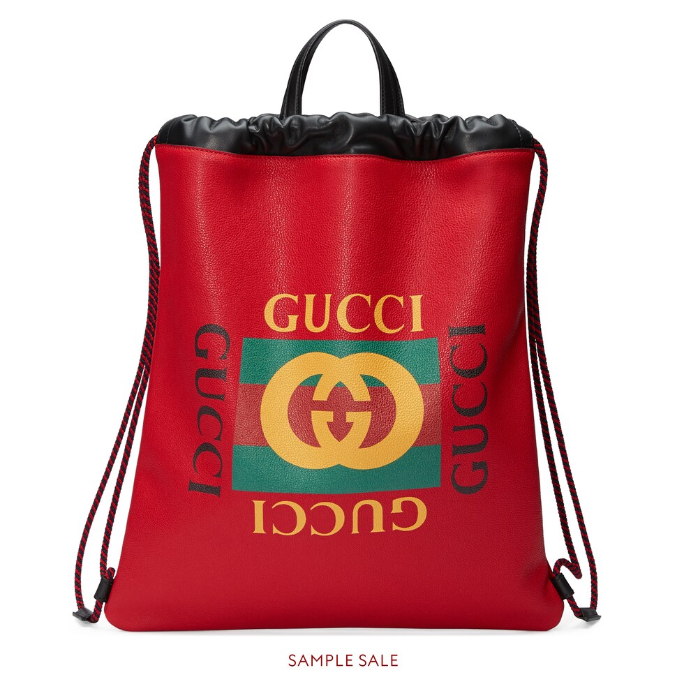 Gucci Print leather drawstring backpack GUCCI®