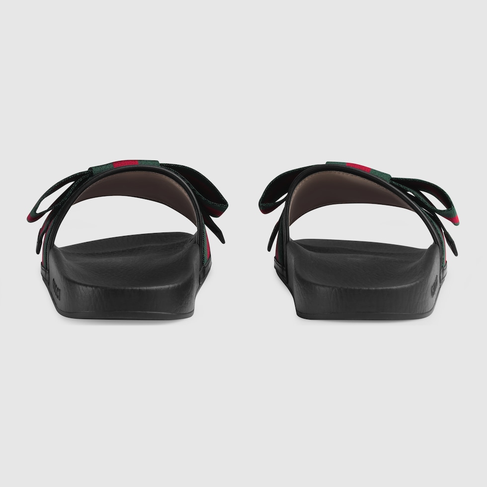 satin slide with web bow gucci