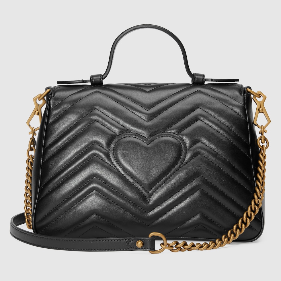 Black Leather GG Marmont Small Top Handle Bag | GUCCI® US