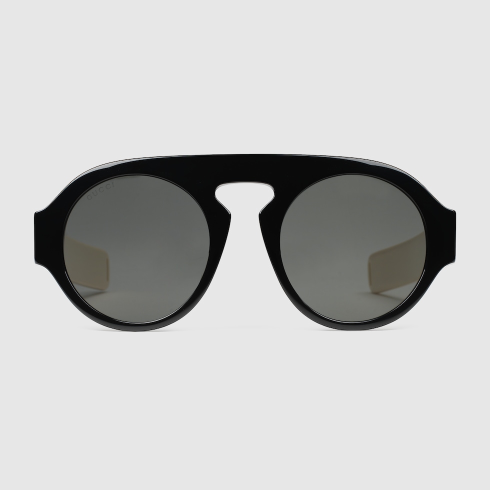 Round frame acetate sunglasses in black acetate GUCCI AE