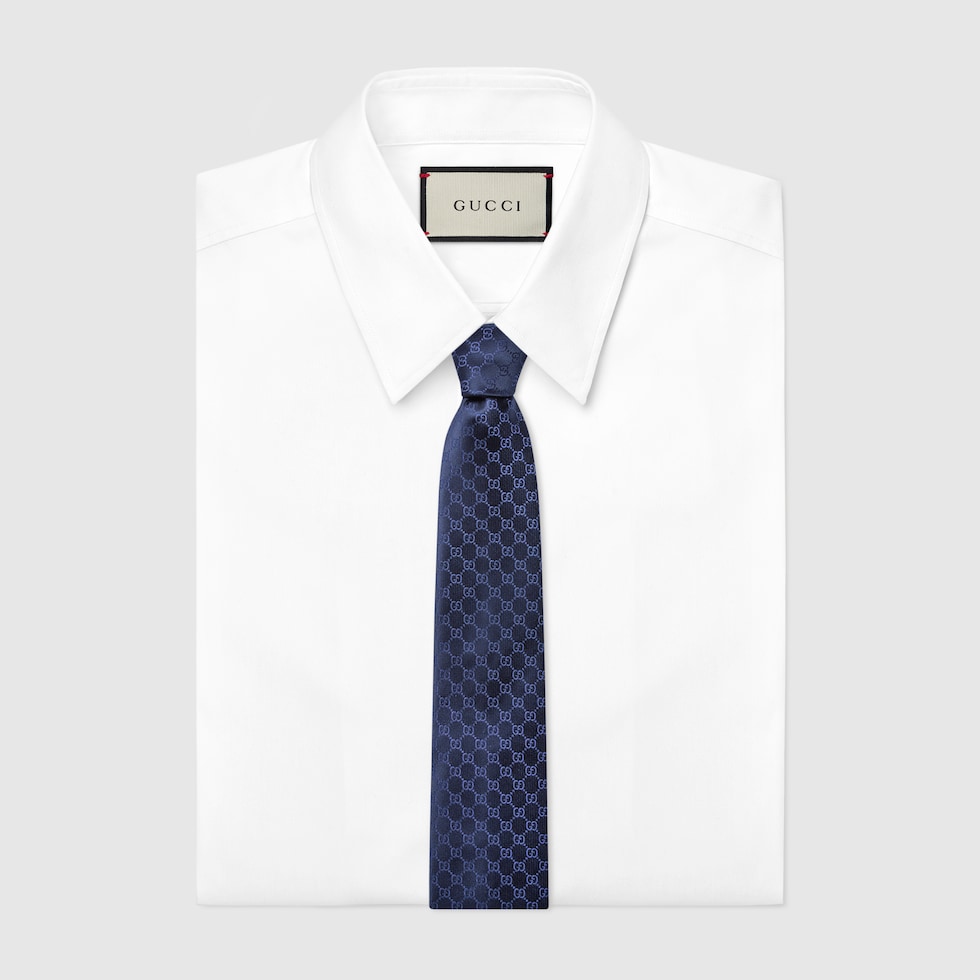 GG silk tie in navy blue | GUCCI® SI