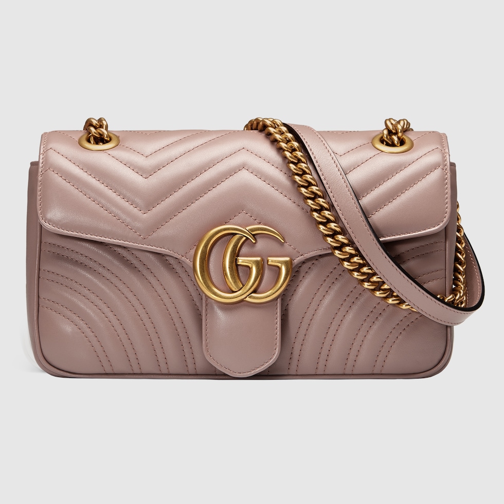 Dusty Pink Leather GG Marmont Matelassé Shoulder Bag GUCCI® US