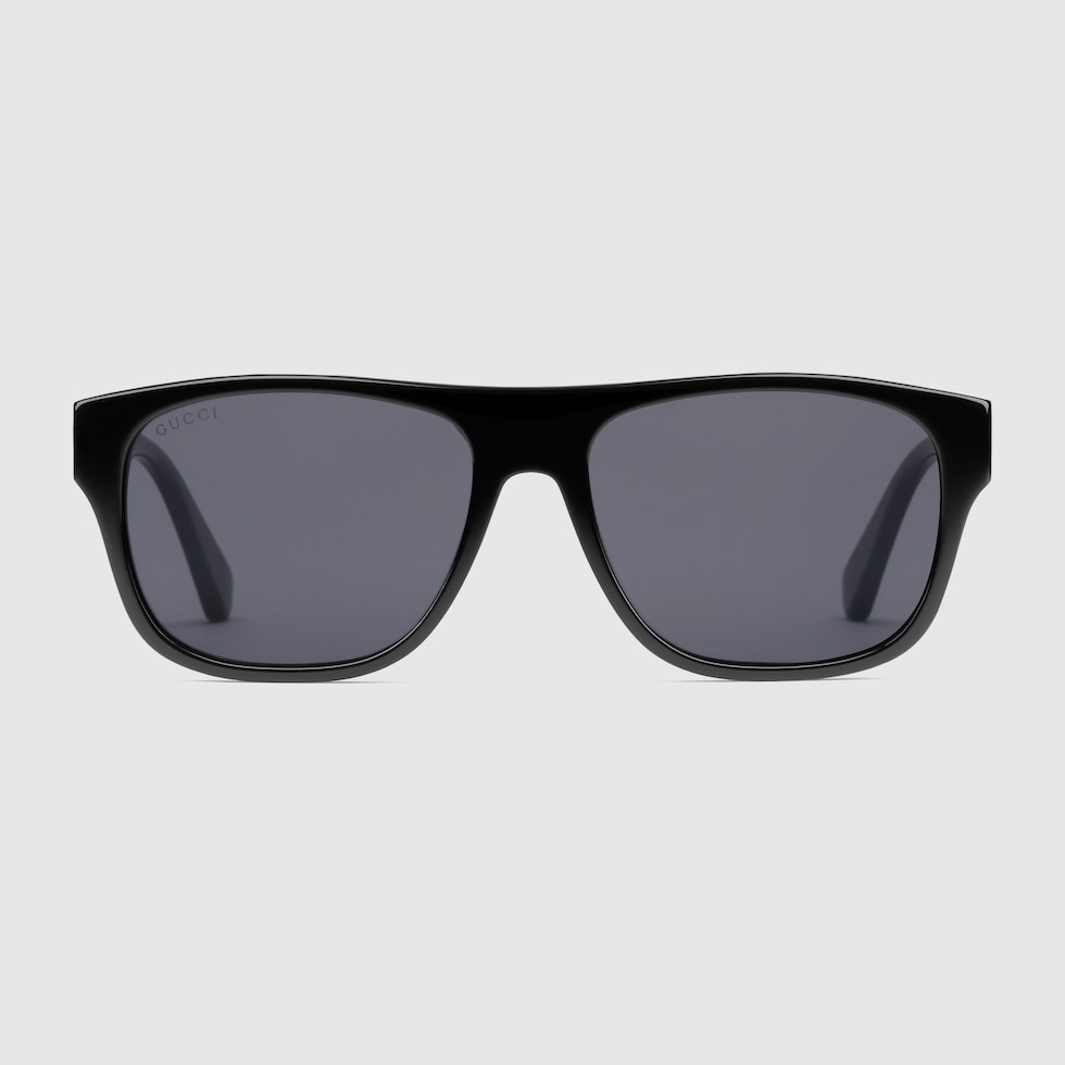 Rectangular frame sunglasses in black acetate | GUCCI® US
