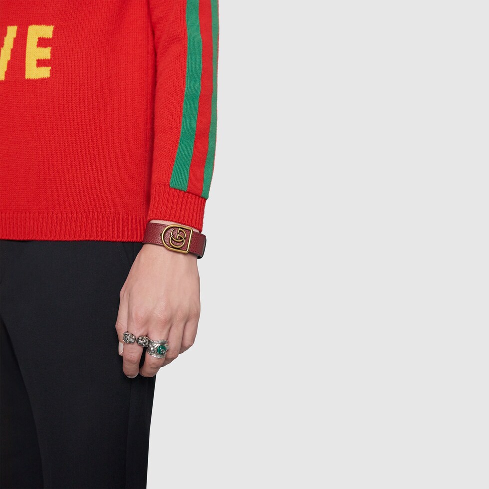 Bracelet in leather with Double G Gucci For Women 501931I21N78422