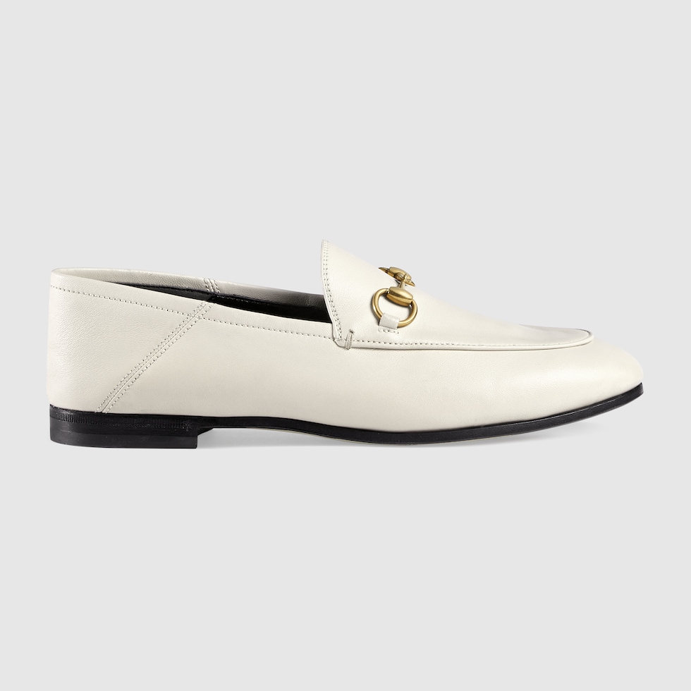 White Leather Horsebit Loafer GUCCI US