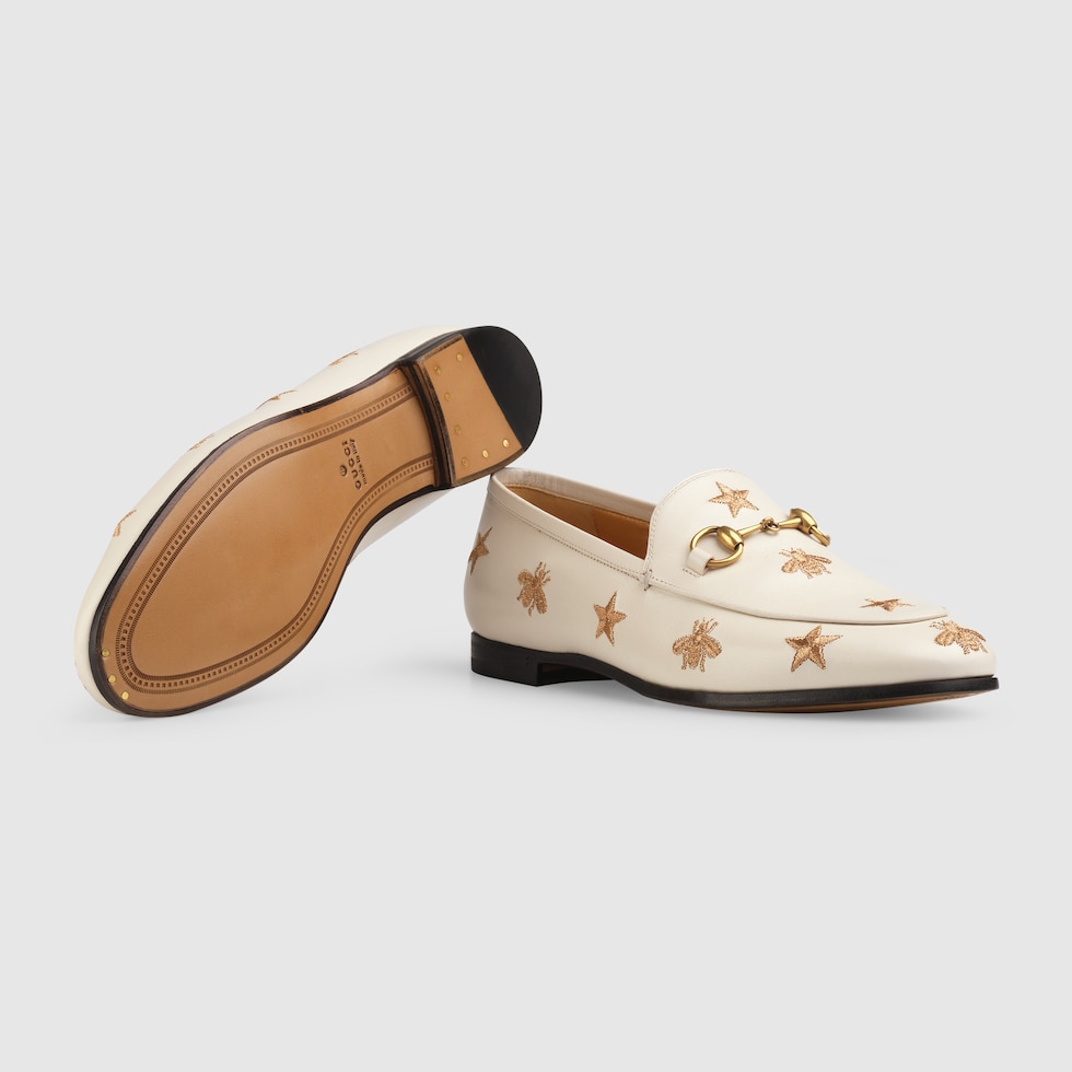 gucci jordaan embroidered loafers