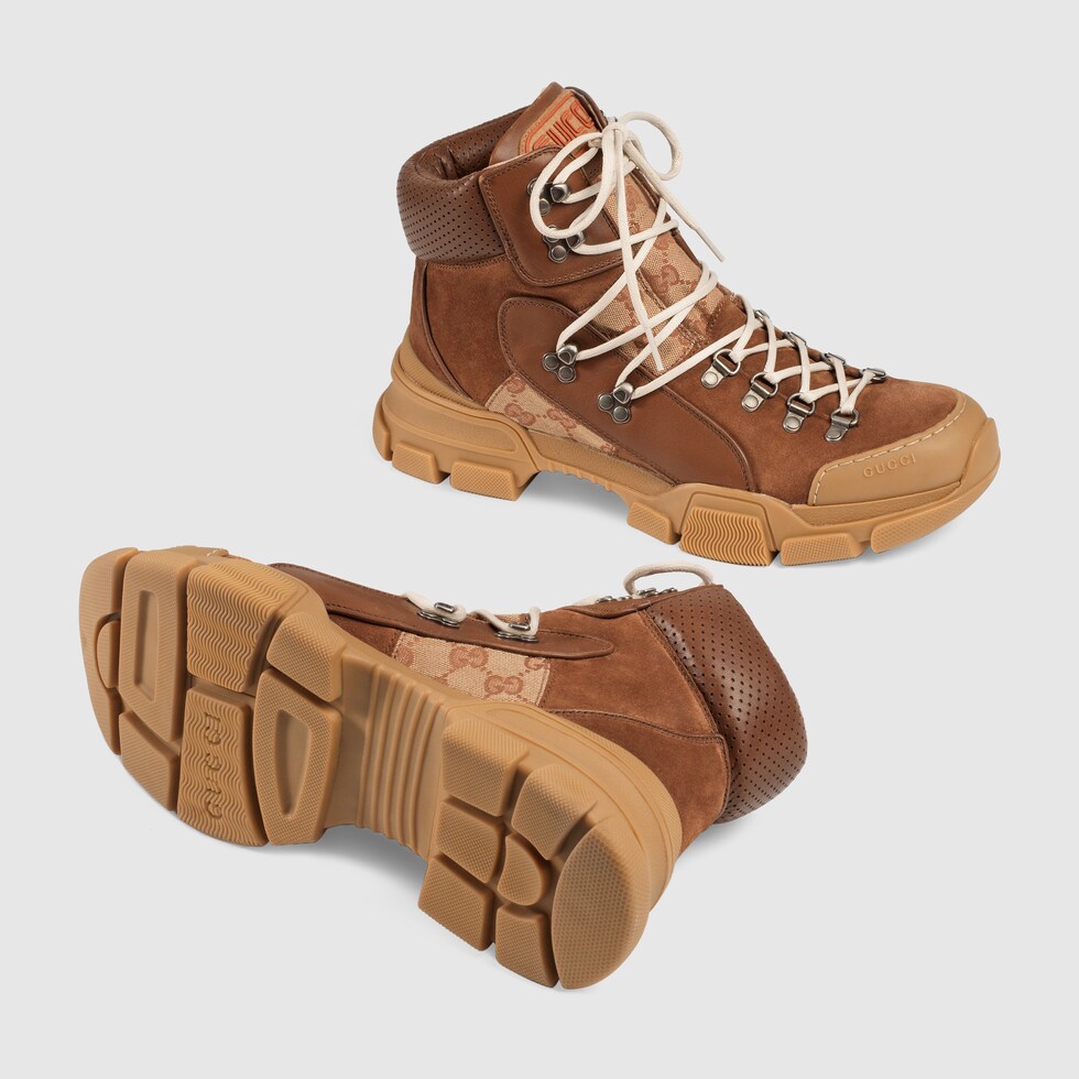 Brown Leather Flashtrek GG HighTop Sneaker GUCCI® US