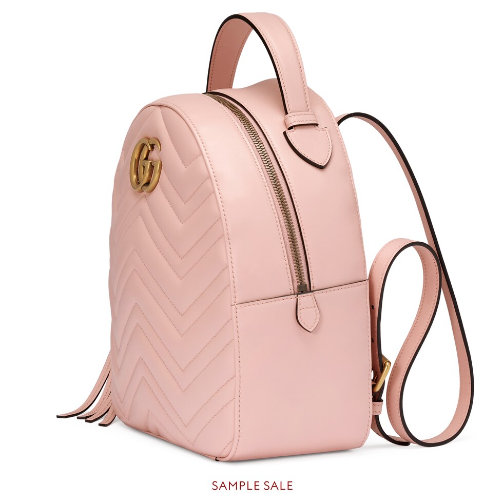 GG Marmont quilted leather backpack in Light pink chevron leather