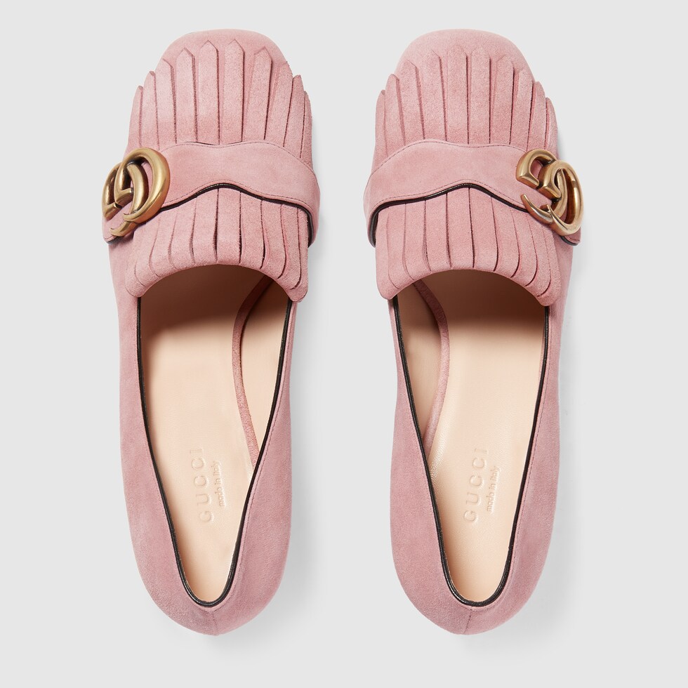 Suede midheel pump in Light pink suede Gucci Women's Pumps