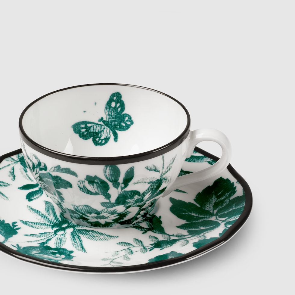 Green Herbarium Demitasse Cup And Saucer, Double Set | GUCCI® US