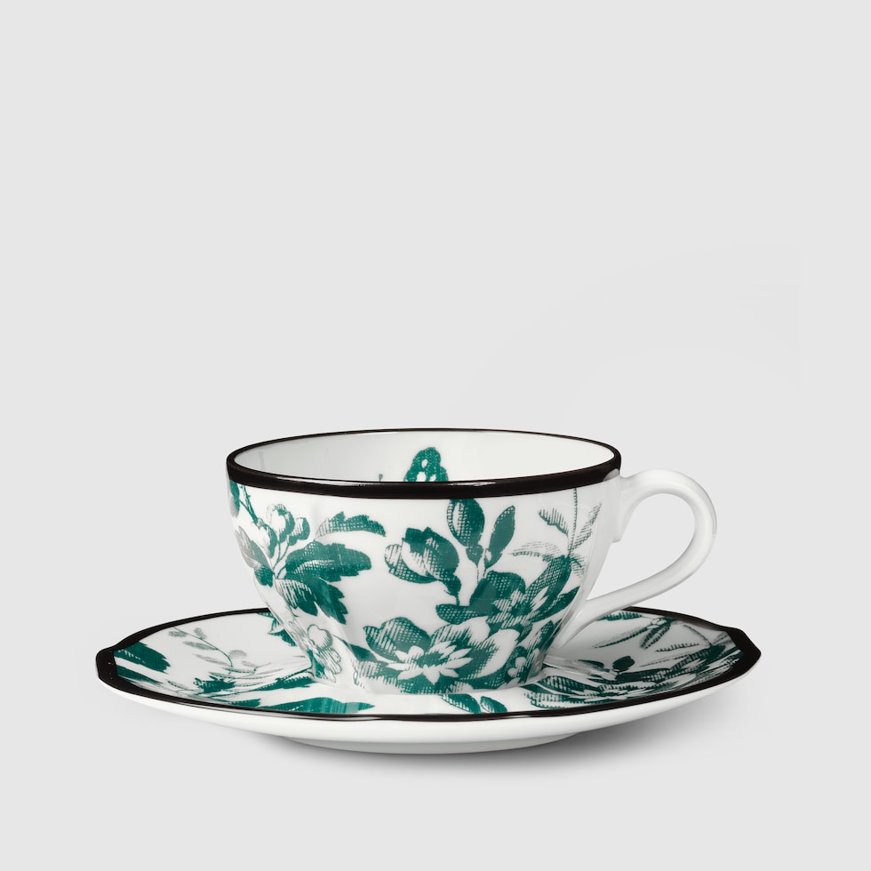 Set of two Herbarium teacup and saucer in green Herbarium
