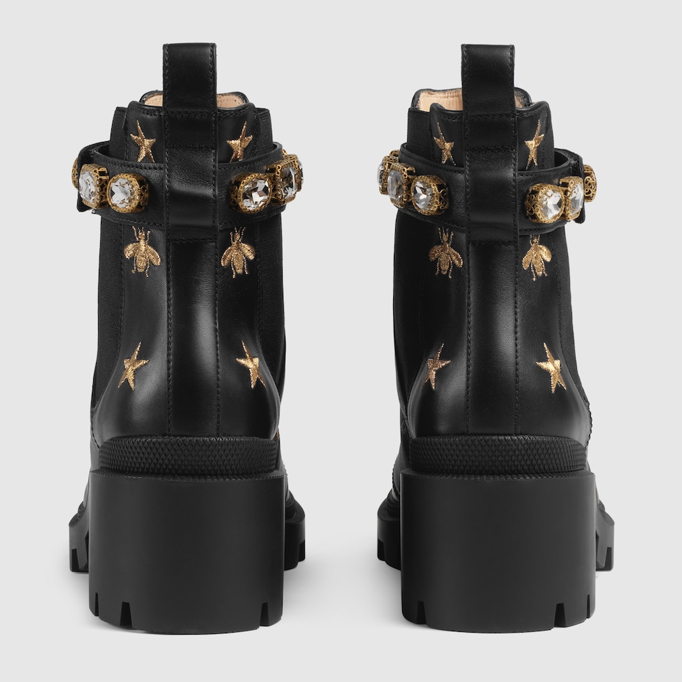 gucci embroidered ankle boots
