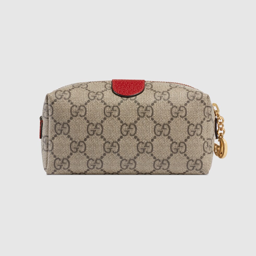 Hibiscus Red GG Supreme Canvas Ophidia Small Cosmetic Case GUCCI® US