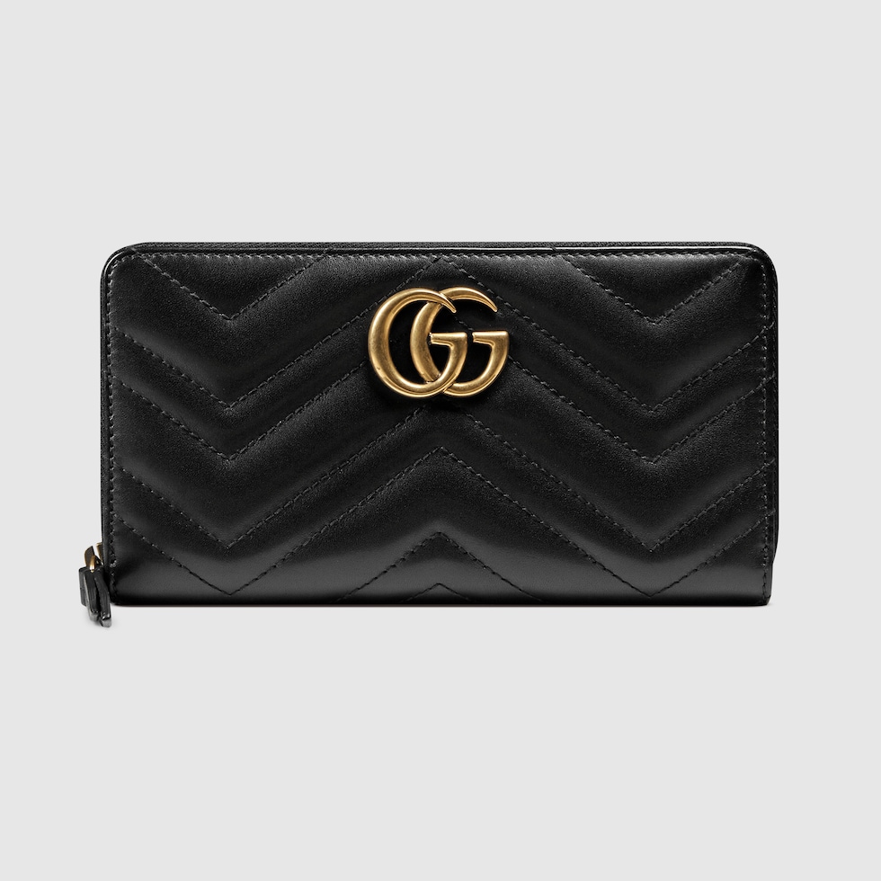 GG Marmont zip around wallet in black leather | GUCCI® US
