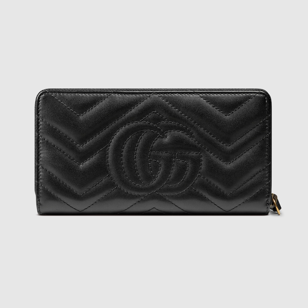 ダブルG ジップアラウンドウォレットブラック レザー | GUCCI® JP