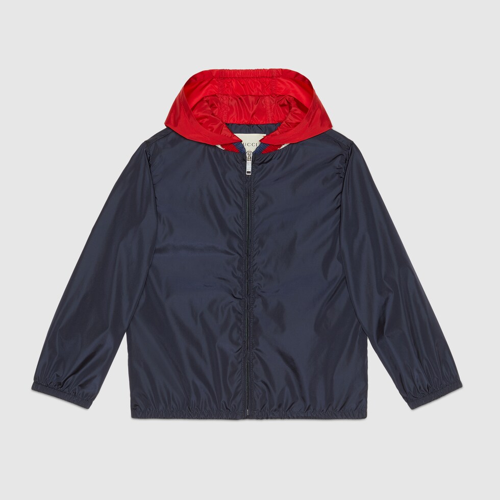 Navy Nylon Children's Jacket With Gucci Logo GUCCI® US