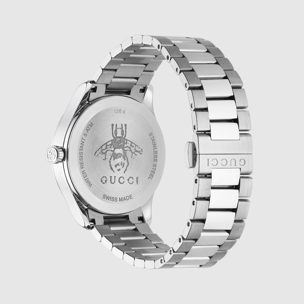 Steel G timeless Watch 38mm With Black Guilloch Dial GUCCI US