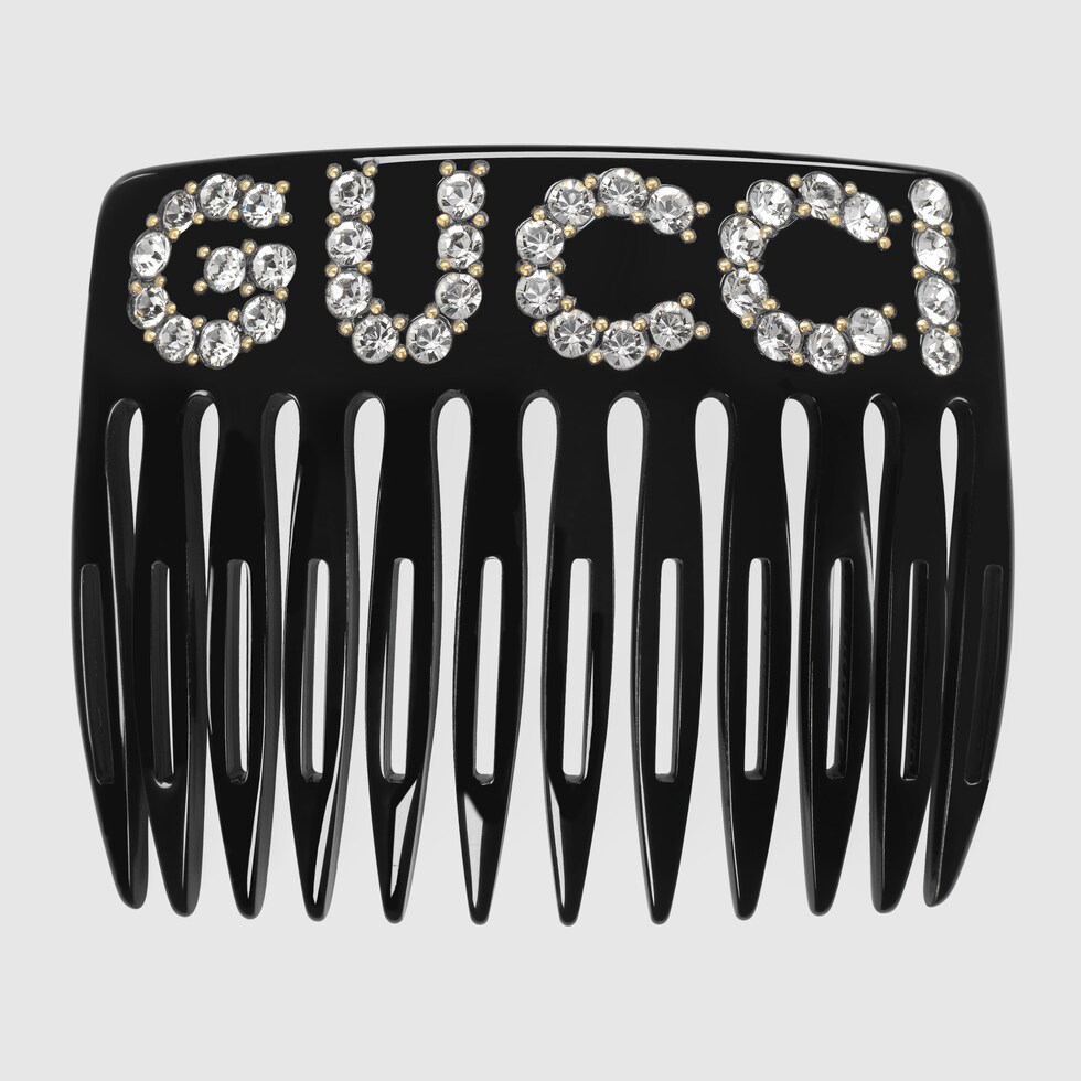 Black Resin Crystal Gucci Hair Comb GUCCI® US