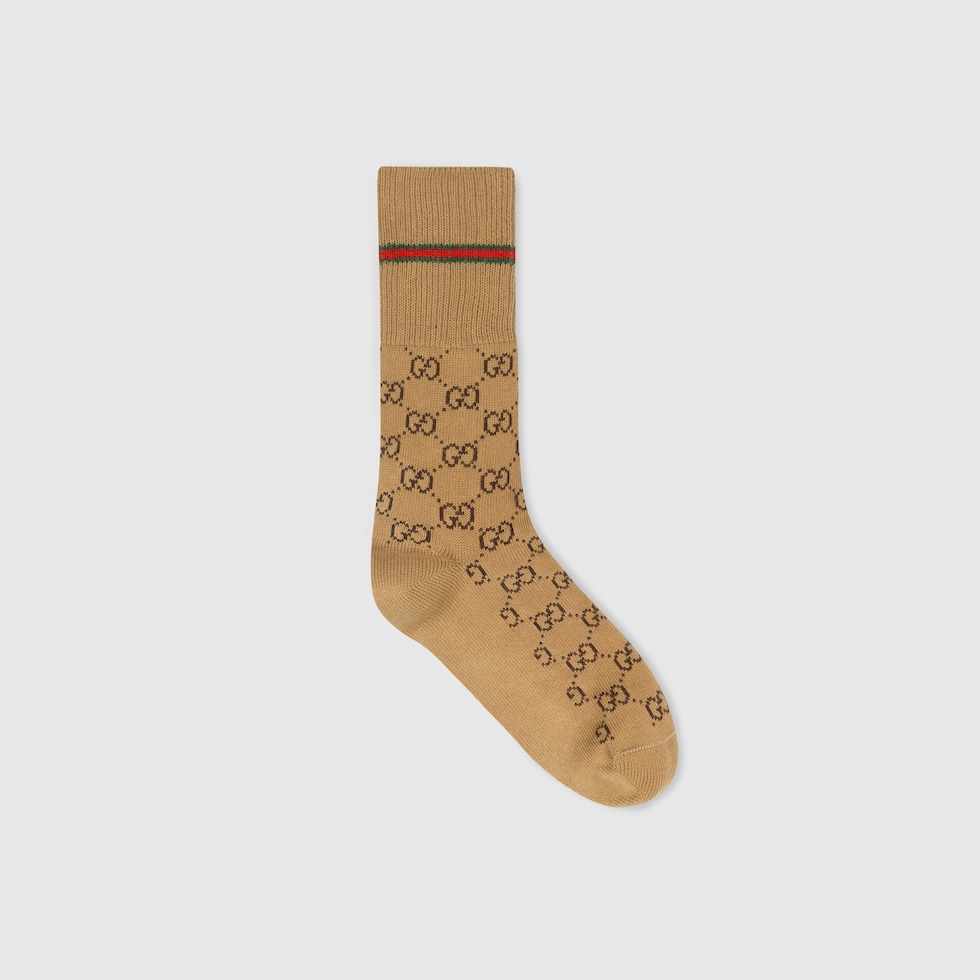 Camel / Brown GG Cotton Socks With Web | GUCCI® US