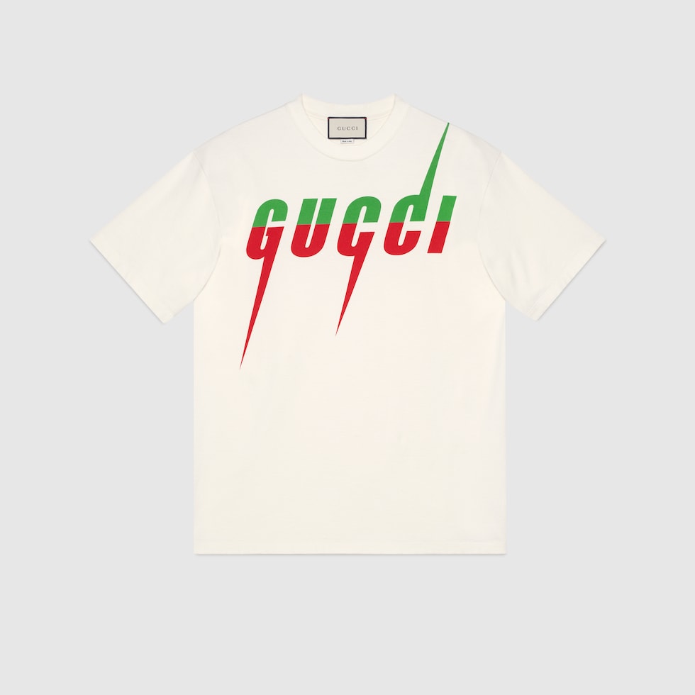 Футболка с принтом Gucci Blade inхлопок белого цвета GUCCI® International