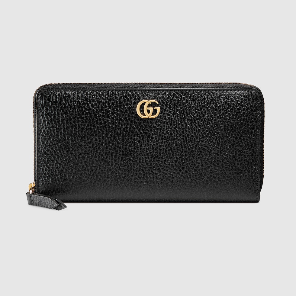 美品　グッチ 小銭入れ ケース GG シマレザー ラウンドジップ　黒 GUCCI グッチ 財布 レディース メンズ ブランド コインケース