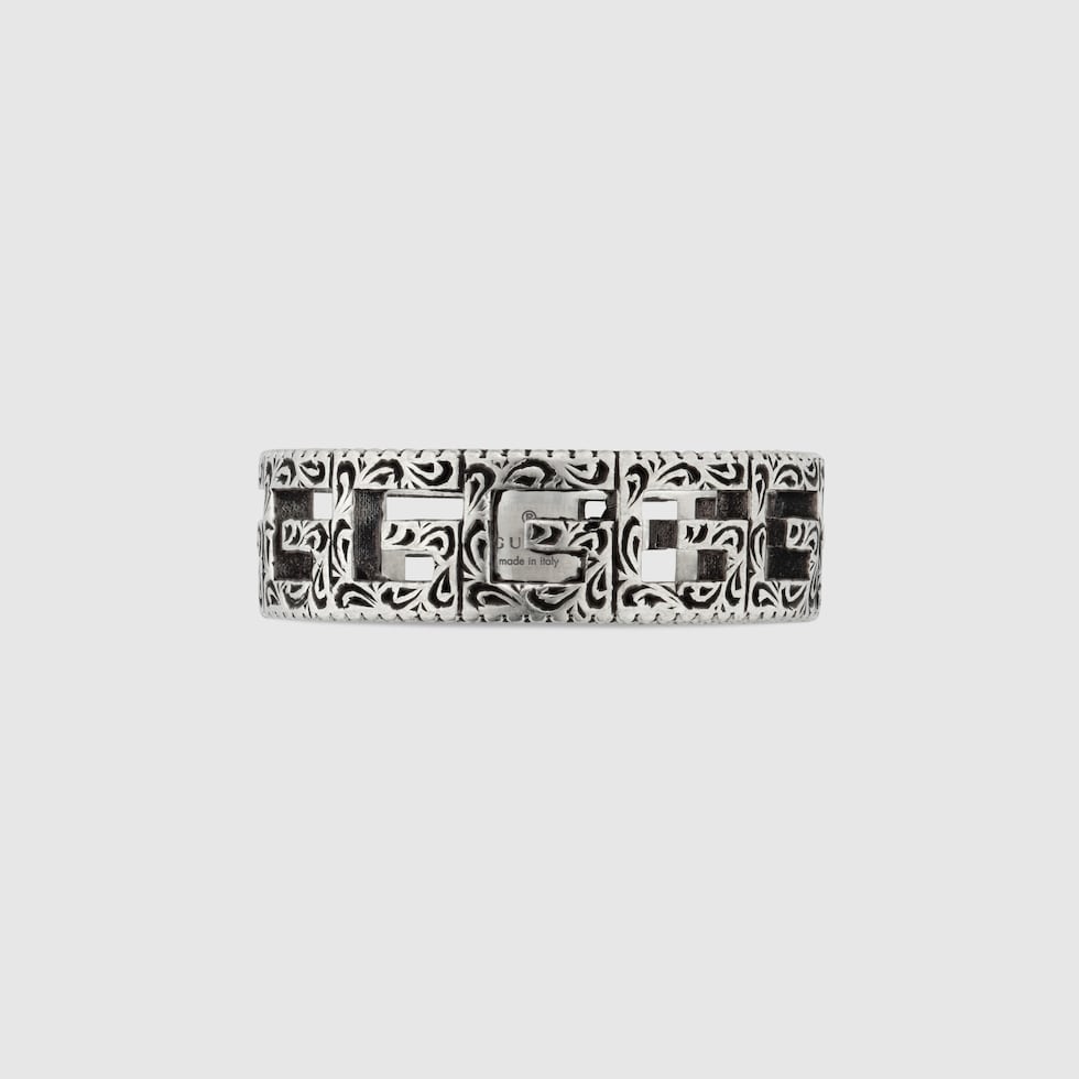 GUCCI Ring Silver925 Silver Square G Arabesque mens Used