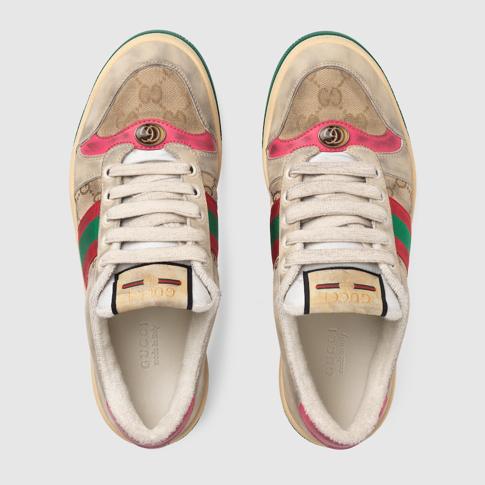 Butter Leather Women's Red Heel Screener Sneaker | GUCCI® UK