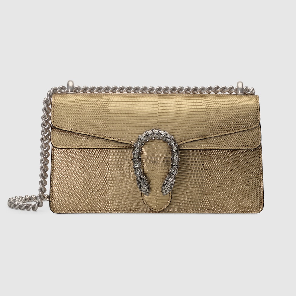 Metallic Gold Lizard Dionysus Small Shoulder Bag | GUCCI® TR